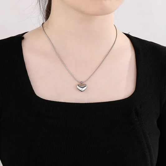 Titanium Hollow Heart Necklace