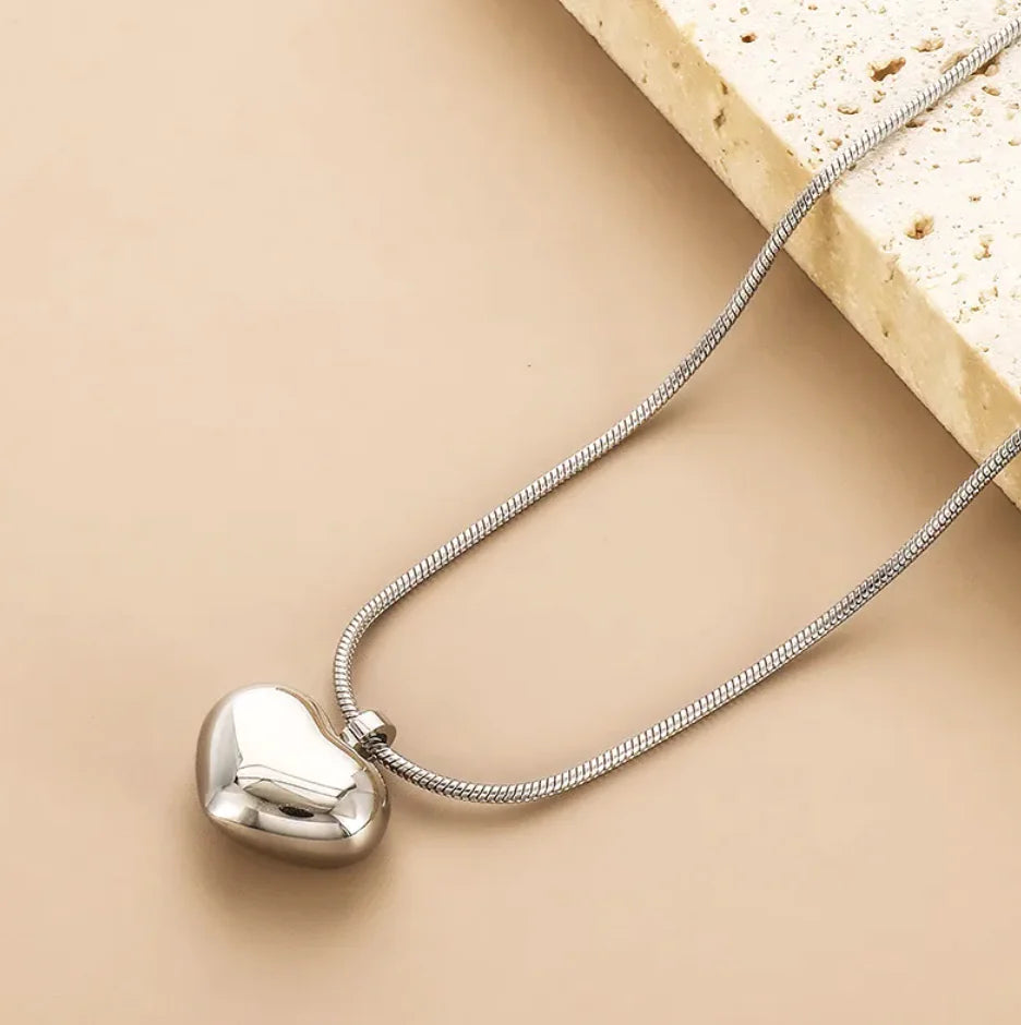 Titanium Hollow Heart Necklace