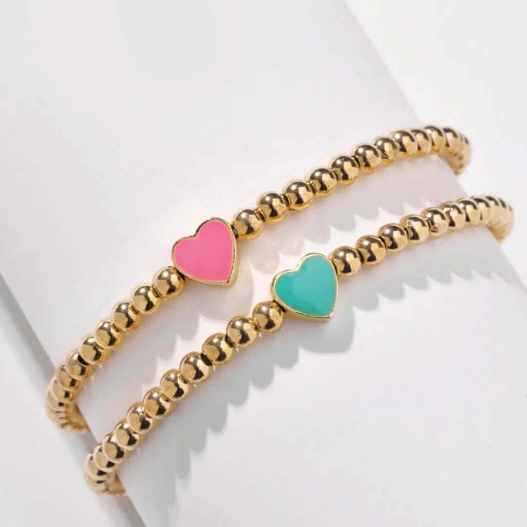 Elegant Pink Heart Charm Bracelet